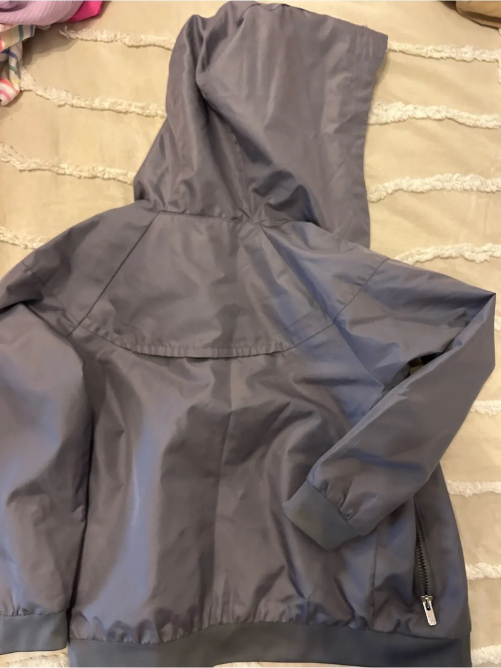 Nike Kids Gray Hooded Rain Jacket with White Logo